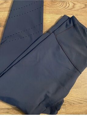 Gray High-Waist Leggings with Perforated Detail